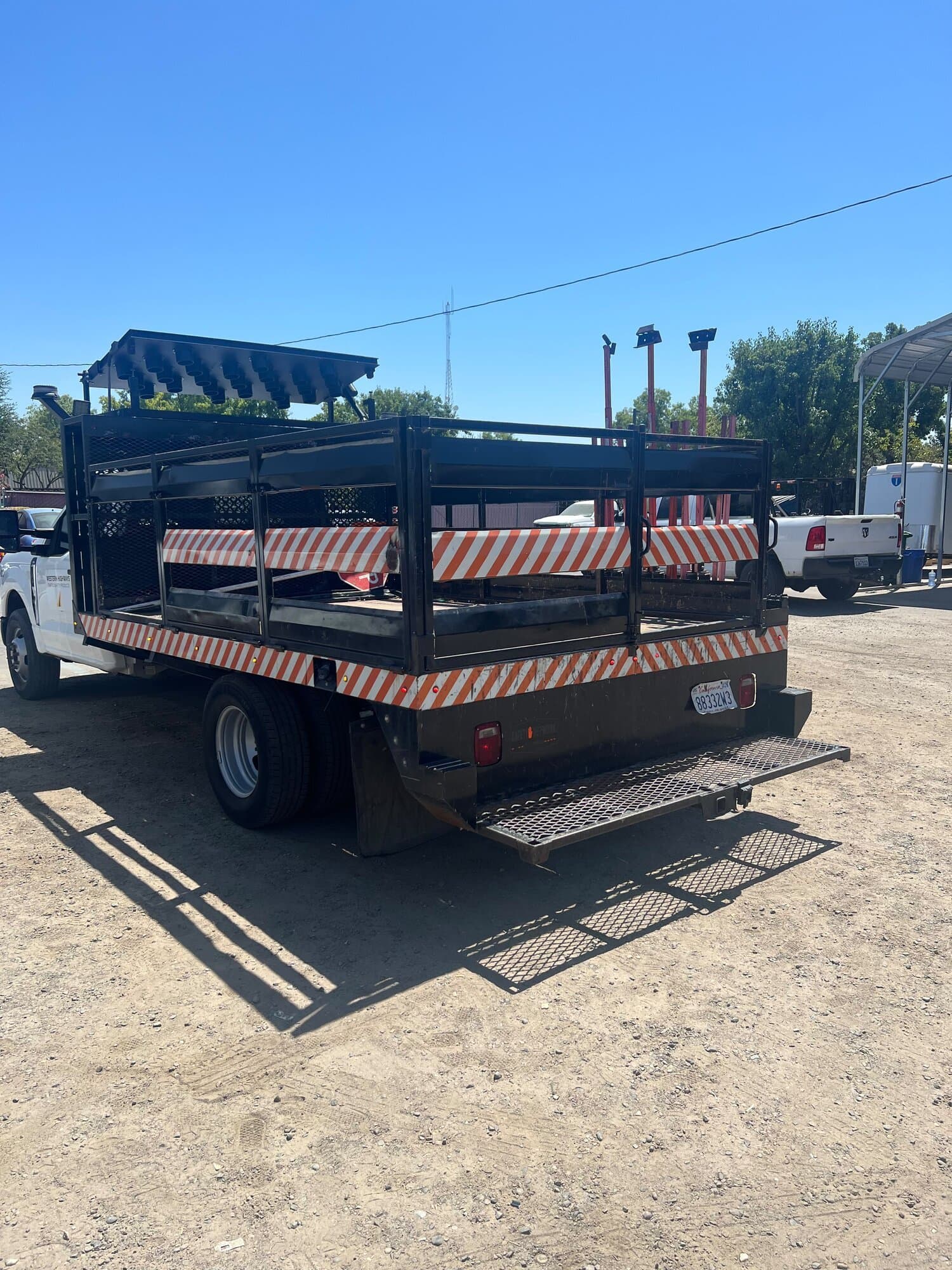 Rear view of a traffic-control truck bed